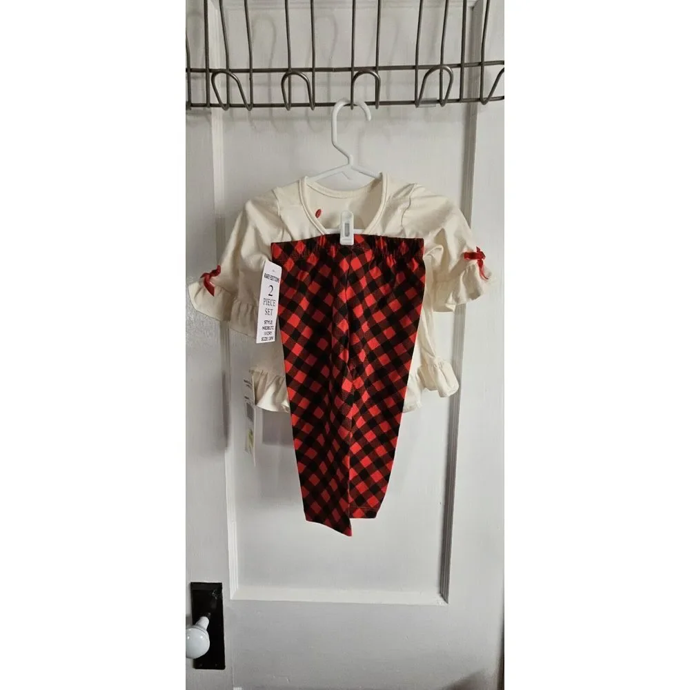 NWT Rare Editions 2pcs set top and‎ pants reindeer and bow ties 18Month